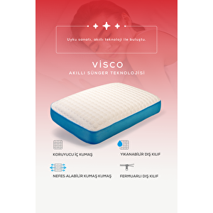 Moda Home Bedding Visco Bubbli Tombik Yastık Mavi̇, Visco Yastık, Ortopedik Yastık
