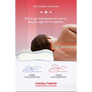 Moda Home Bedding Yüksek Boyun Destekli Ortopedik Yastık Çift Boyun Destekli Visco Yastık