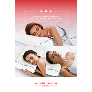 Moda Home Bedding Yüksek Boyun Destekli Ortopedik Yastık Çift Boyun Destekli Visco Yastık