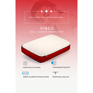 Moda Home Bedding Visco Bubbli Tombik Yastık Bordo , Visco Yastık, Ortopedik Yastık