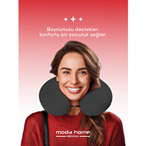 Moda Home Bedding Visco Ortopedik Seyahat Yastığı - Visco Yastık, Çıkarılabilir Kılıf,(siyah)