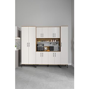 Plain Metal Ayak Metal Kulp Pla11225 Kahve Köşesi 11 Kapaklı Çok Amaçlı Dolap Erzak Dolabı Kiler Dolabı Saklama Dolabı Ekru Ceviz