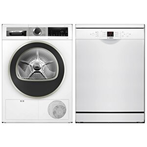 2 Li Beyaz Eşya Set Wqg25100tr Kurutma Makinesi Sms26dw00t Bulaşık Makinesi