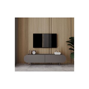Regulus Mdf 2 Kapakli Ahşap Ayakli 140 Cm Country Tv Üni̇tesi̇ Gri