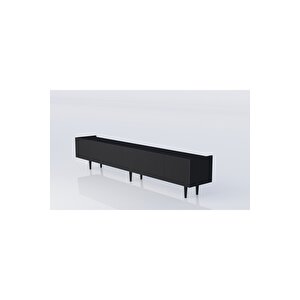 Capella  Mdf 6 Kapaklı Ahşap Ayaklı (120 Cm X 2 Adet) 240 Cm Tv Ünitesi Siyah