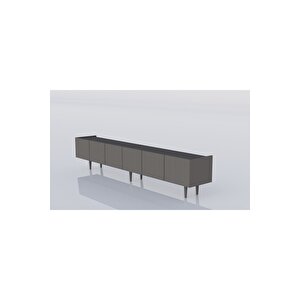 Capella  Mdf 6 Kapaklı Ahşap Ayaklı (120 Cm X 2 Adet) 240 Cm Tv Ünitesi Gri