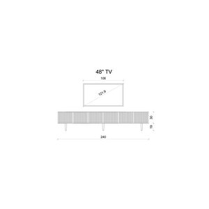 Capella  Mdf 6 Kapaklı Ahşap Ayaklı (120 Cm X 2 Adet) 240 Cm Tv Ünitesi