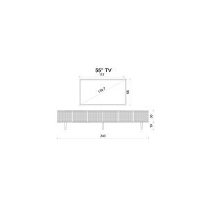 Capella  Mdf 6 Kapaklı Ahşap Ayaklı (120 Cm X 2 Adet) 240 Cm Tv Ünitesi
