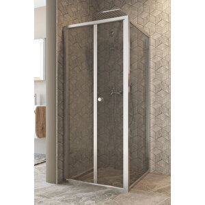 Garmon Temperli 4 Mm Katlanır Cam Duşakabin Krom Profil Füme Cam 70x100 cm