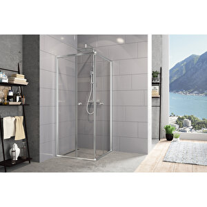 Diatonic Temperli 4 Mm Köşe Girişli Katlanır Cam Duşakabin Krom Profil Şeffaf Cam 70x100 cm