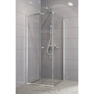 Diatonic Temperli 4 Mm Köşe Girişli Katlanır Cam Duşakabin Krom Profil Şeffaf Cam 80x80 cm