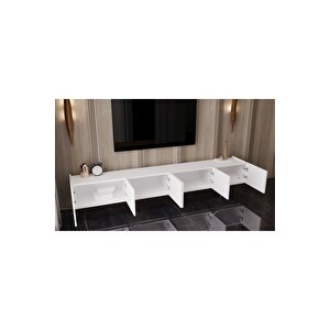 Capella  Mdf 6 Kapaklı Duvara Monte (120 Cm X 2 Adet) 240 Cm Tv Ünitesi Beyaz
