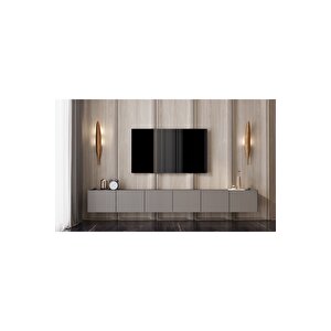 Capella  Mdf 6 Kapaklı Duvara Monte (120 Cm X 2 Adet) 240 Cm Tv Ünitesi Gri