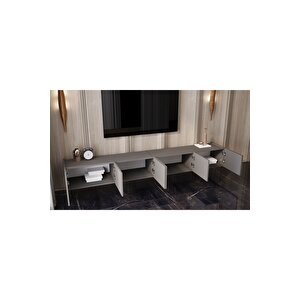Capella  Mdf 6 Kapaklı Duvara Monte (120 Cm X 2 Adet) 240 Cm Tv Ünitesi Gri