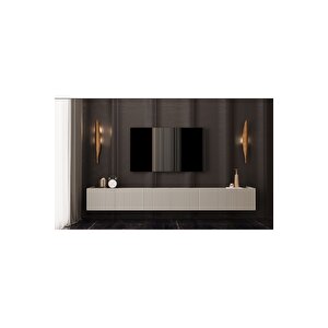 Capella  Mdf 6 Kapaklı Duvara Monte (120 Cm X 2 Adet) 240 Cm Tv Ünitesi Kumtaşı