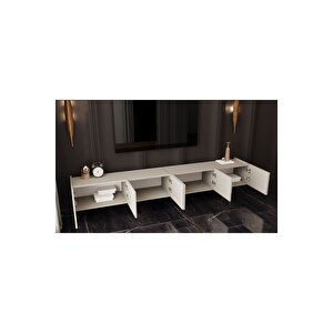 Capella  Mdf 6 Kapaklı Duvara Monte (120 Cm X 2 Adet) 240 Cm Tv Ünitesi Kumtaşı