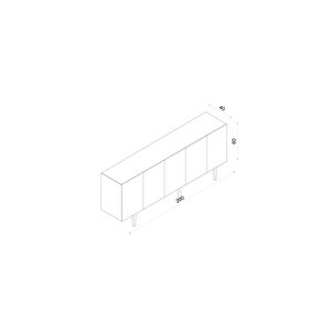 Capella Mdf 5 Kapaklı Raflı Ahşap Ayaklı 200 Cm Konsol (200x80x40 Cm)