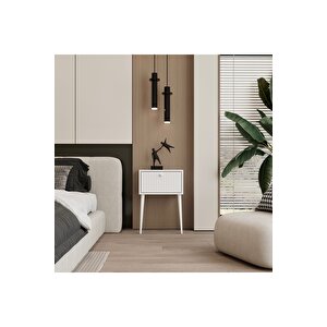 Canopus Mdf Beyaz Ahşap Ayakli Tek Kapakli Komodi̇n