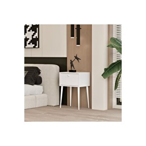 Canopus Mdf Beyaz Ahşap Ayakli Tek Kapakli Komodi̇n
