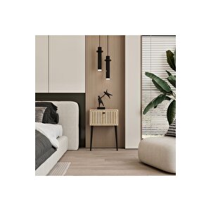 Canopus Mdf Safi̇r Meşe Ahşap Ayakli Tek Kapakli Komodi̇n