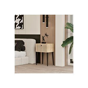 Canopus Mdf Safi̇r Meşe Ahşap Ayakli Tek Kapakli Komodi̇n
