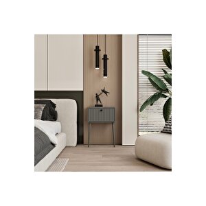 Canopus Mdf Gri̇ Ahşap Ayakli Tek Kapakli Komodi̇n