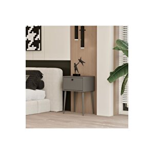 Canopus Mdf Gri̇ Ahşap Ayakli Tek Kapakli Komodi̇n