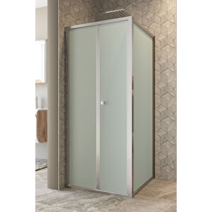 Garmon Temperli 4 Mm Katlanır Cam Duşakabin Krom Profil Kumlama Cam 70x100 cm