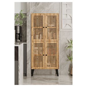 Deneb Mdf Atlanti̇k Çam Rengi̇ 4 Kapaklı(panjur Kapak) Ahşap Ayaklı Kiler Dolabı