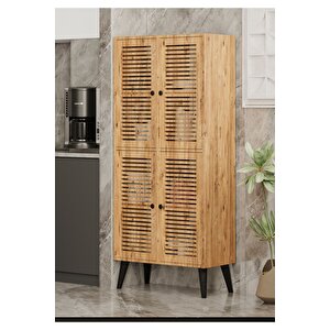 Deneb Mdf Atlanti̇k Çam Rengi̇ 4 Kapaklı(panjur Kapak) Ahşap Ayaklı Kiler Dolabı