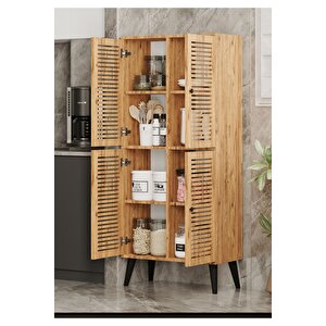 Deneb Mdf Atlanti̇k Çam Rengi̇ 4 Kapaklı(panjur Kapak) Ahşap Ayaklı Kiler Dolabı