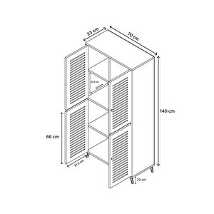 Deneb Mdf Atlanti̇k Çam Rengi̇ 4 Kapaklı(panjur Kapak) Ahşap Ayaklı Kiler Dolabı