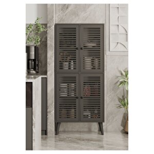 Deneb Mdf Gri? 4 Kapaklı (panjur Kapak) Ahşap Ayaklı Kiler Dolabı