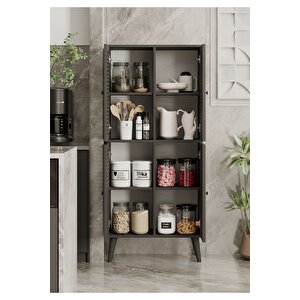 Deneb Mdf Gri? 4 Kapaklı (panjur Kapak) Ahşap Ayaklı Kiler Dolabı