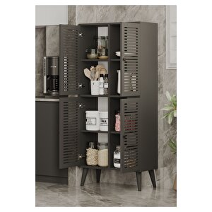 Deneb Mdf Gri? 4 Kapaklı (panjur Kapak) Ahşap Ayaklı Kiler Dolabı
