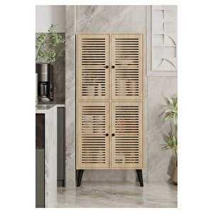 Deneb Mdf Safi̇r Meşe 4 Kapakli(panjur Kapak) Ahşap Ayakli Ki̇ler Dolabi