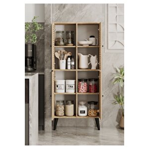 Deneb Mdf Safi̇r Meşe 4 Kapakli(panjur Kapak) Ahşap Ayakli Ki̇ler Dolabi