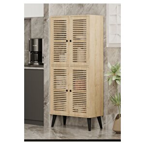 Deneb Mdf Safi̇r Meşe 4 Kapakli(panjur Kapak) Ahşap Ayakli Ki̇ler Dolabi