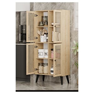 Deneb Mdf Safi̇r Meşe 4 Kapakli(panjur Kapak) Ahşap Ayakli Ki̇ler Dolabi