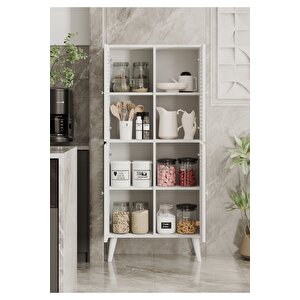 Deneb Mdf Beyaz 4 Kapakli(panjur Kapak) Ahşap Ayakli Ki̇ler Dolabi