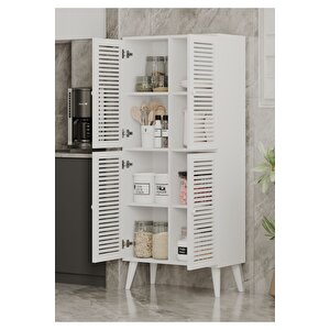 Deneb Mdf Beyaz 4 Kapakli(panjur Kapak) Ahşap Ayakli Ki̇ler Dolabi