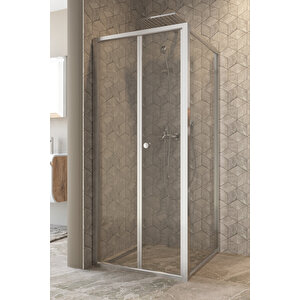 Garmon Temperli 4 Mm Katlanır Cam Duşakabin Krom Profil Şeffaf Cam 80x80 cm