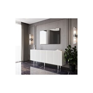 Capella Beyaz Mdf 5 Kapaklı Raflı 180 Lik Konsol