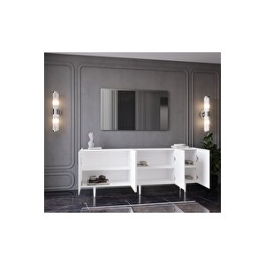 Capella Beyaz Mdf 5 Kapaklı Raflı 180 Lik Konsol
