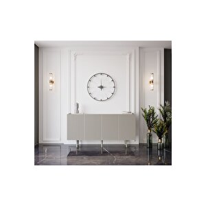 Capella Kum Taşı Rengi Mdf 4 Kapaklı Raflı 140 Lık Konsol
