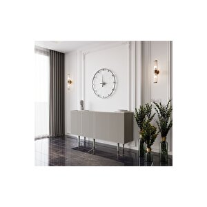 Capella Kum Taşı Rengi Mdf 4 Kapaklı Raflı 140 Lık Konsol