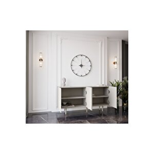 Capella Kum Taşı Rengi Mdf 4 Kapaklı Raflı 140 Lık Konsol