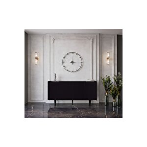 Capella Siyah Mdf 4 Kapaklı Raflı 160 Lık Konsol