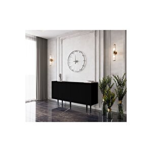 Capella Siyah Mdf 4 Kapaklı Raflı 160 Lık Konsol