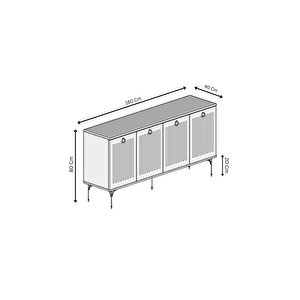 Andromeda Si̇lver Seri̇si̇ 160 Cm 4 Kapaklı Mdf Konsol 160 X 80 X 40 Cm